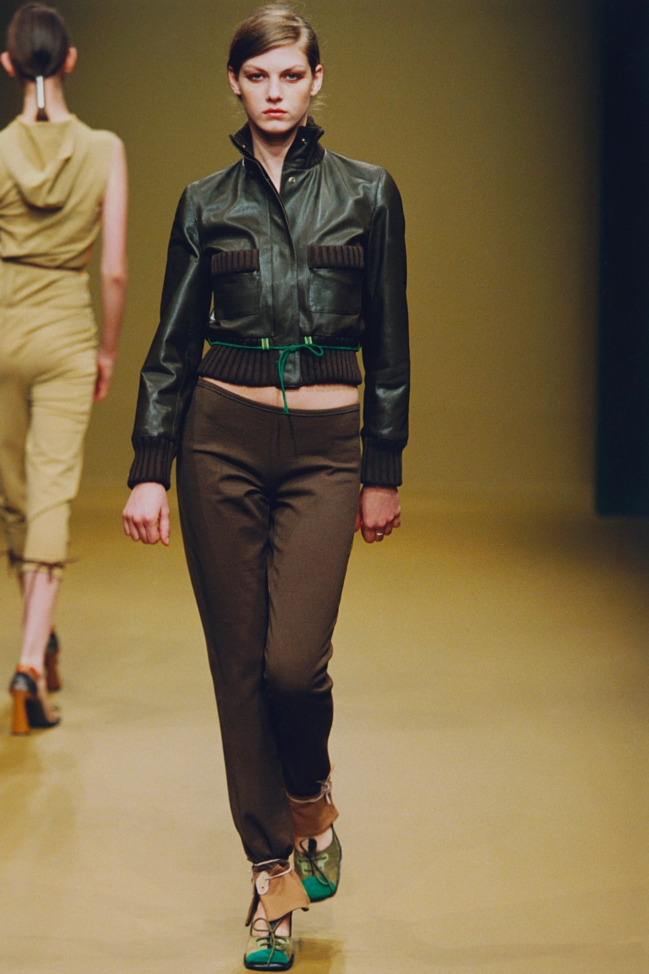 Miu Miu FW1999 leather wool cuffs jacket
