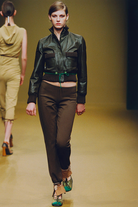 Miu Miu FW1999 leather wool cuffs jacket