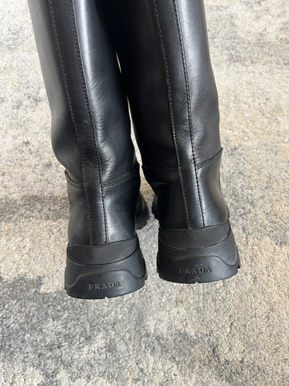 Prada FW2004 leather combat boots
