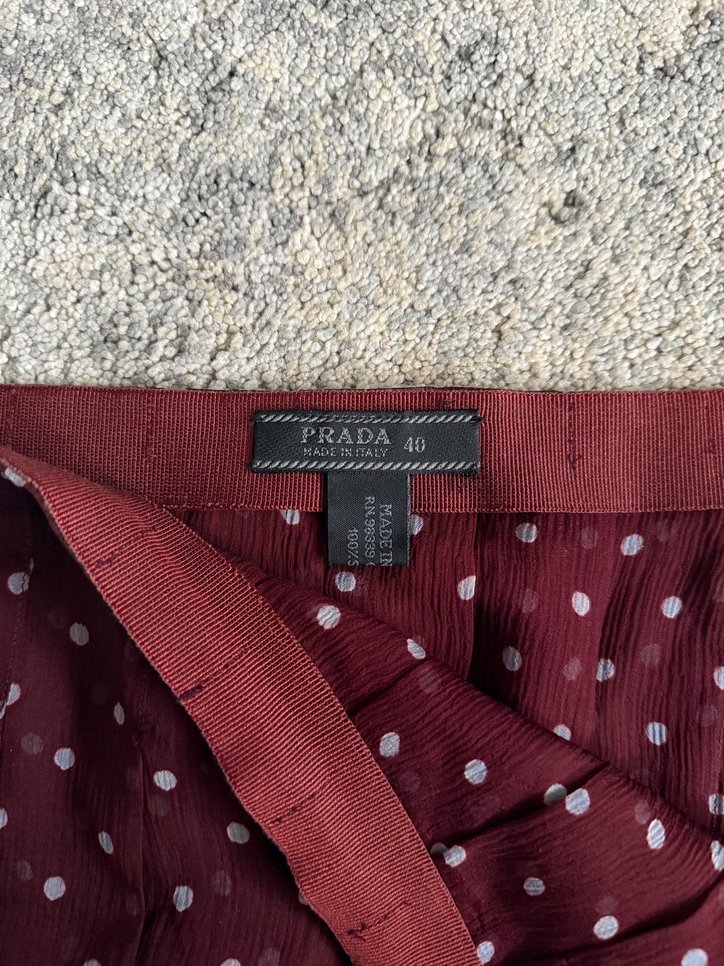 Prada SS2000 silk polka dot pleated skirt