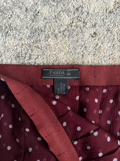 Prada SS2000 silk polka dot pleated skirt