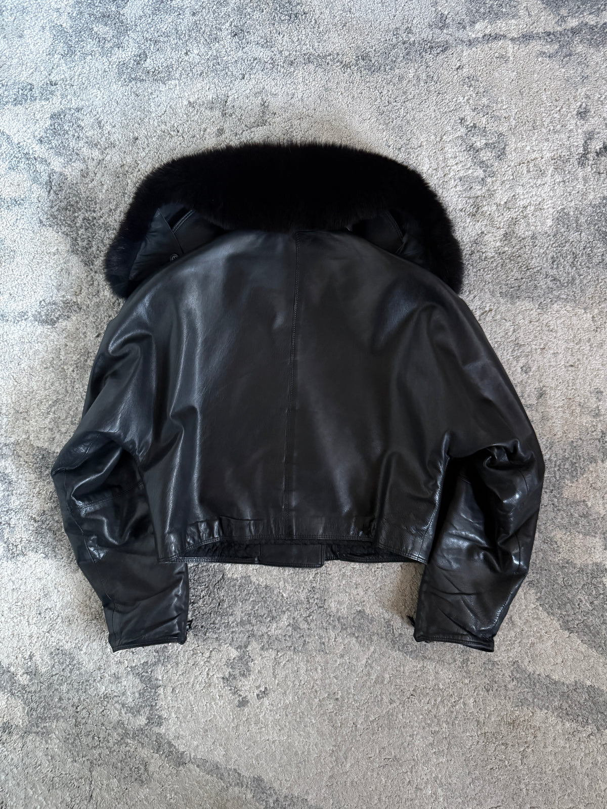 Gianni Versace 1990’s leather jacket with fur collar