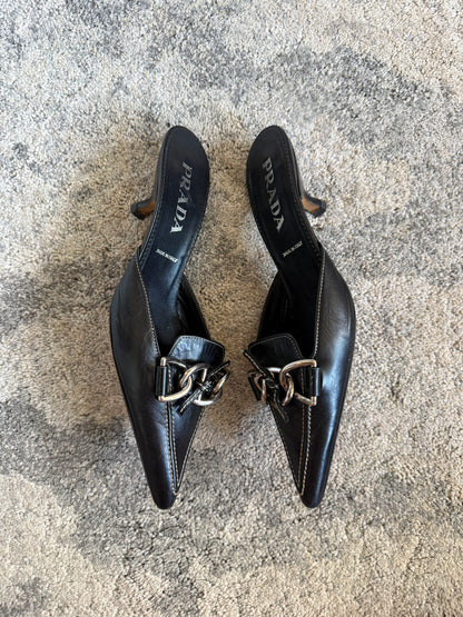 Prada 2000’s chain heels mules