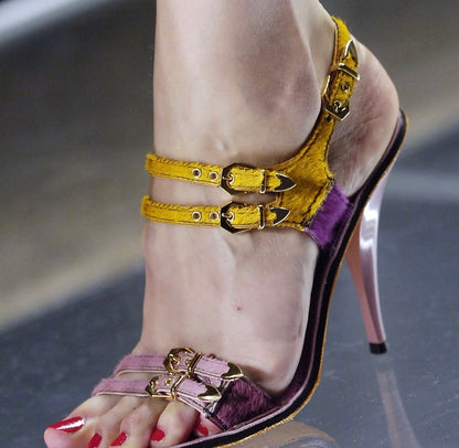 Louis Vuitton SS2006 buckle pony hair heels