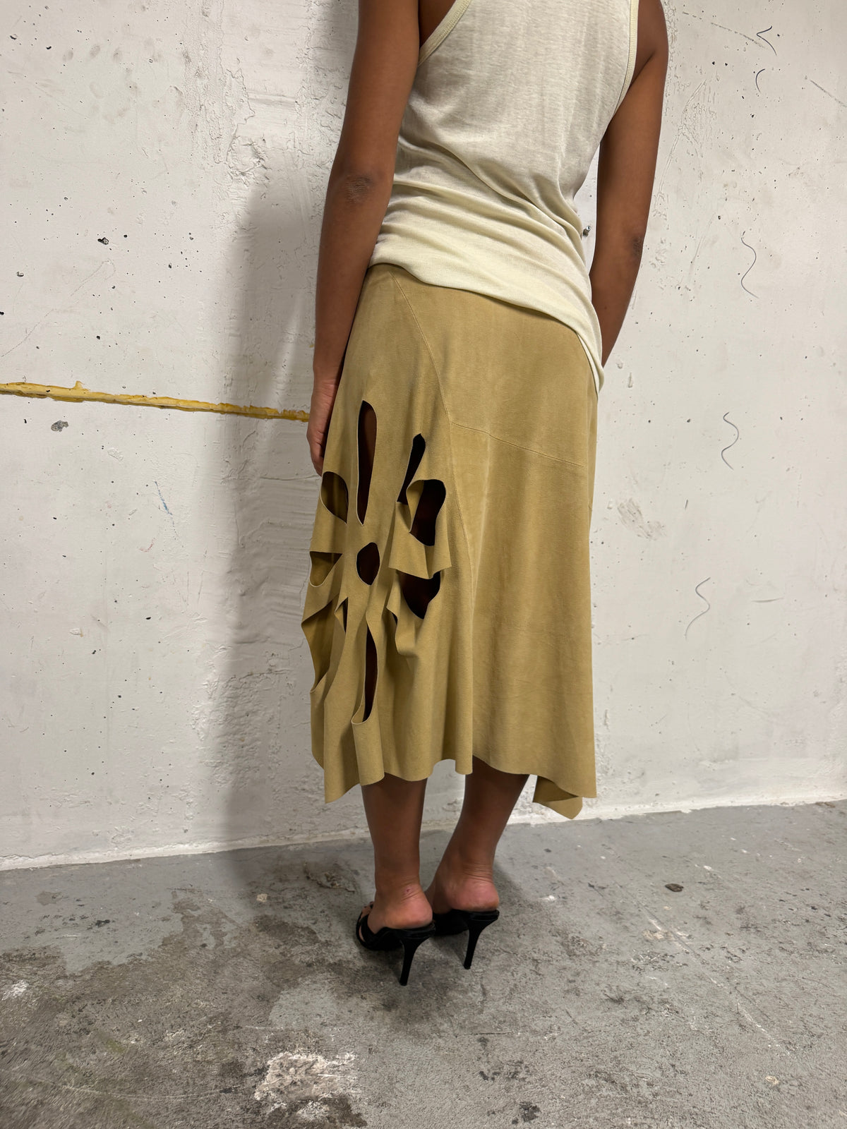 Gucci SS2002 suede leather skirt