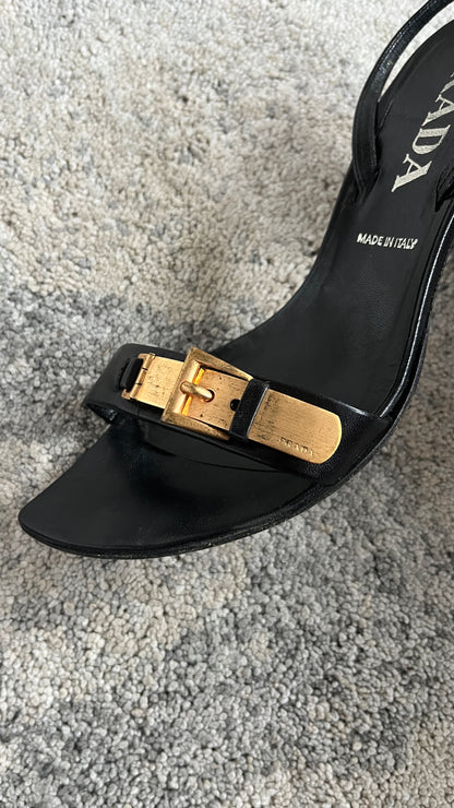 Prada 1990’s gold buckle heels