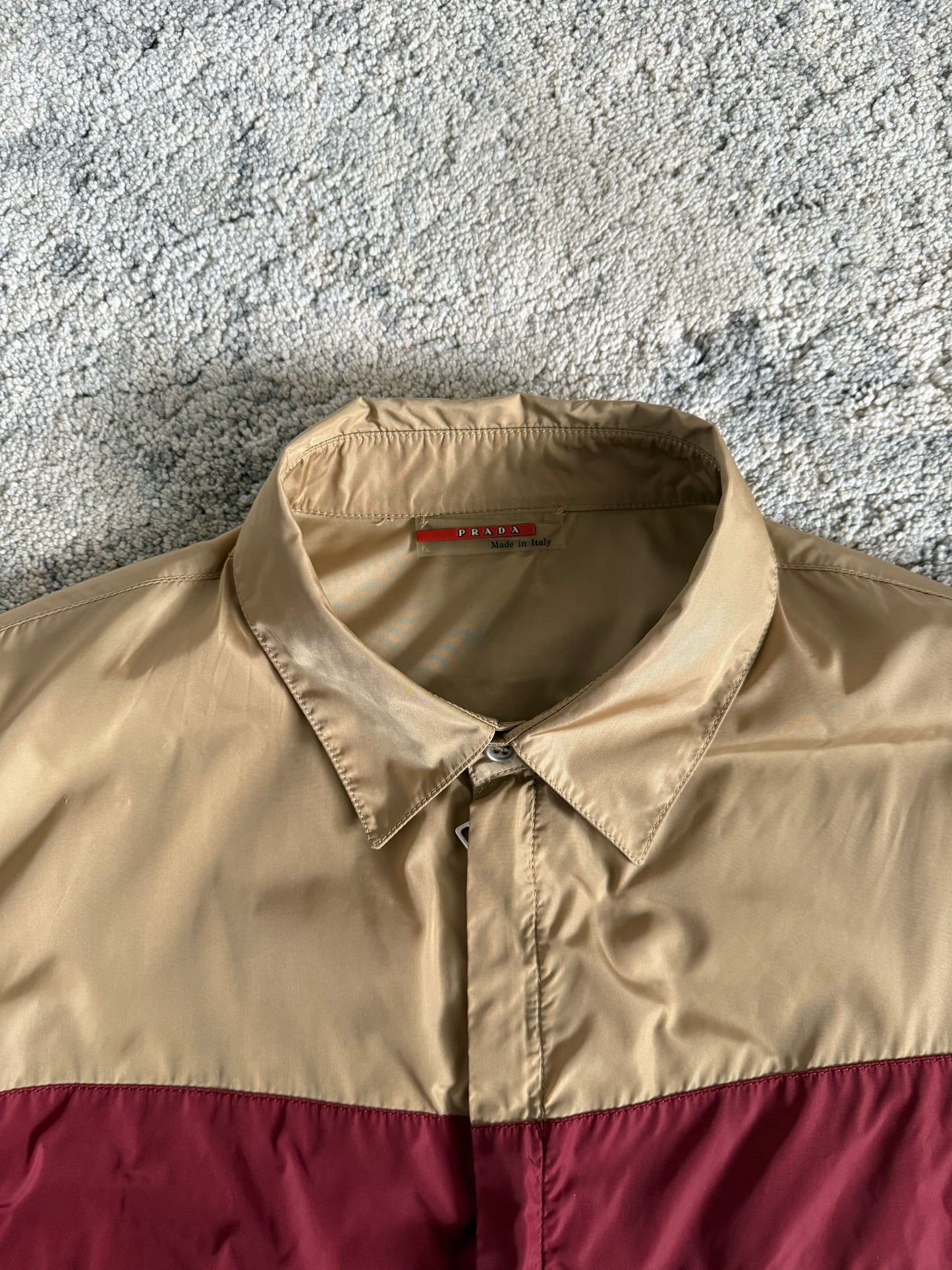 Prada 2000 nylon zip shirt with wool cuffs