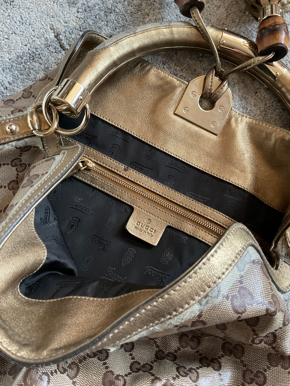 Gucci 2008 waxed monogram Indy bag