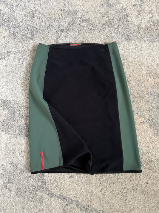 Prada 2000 fleece & nylon skirt