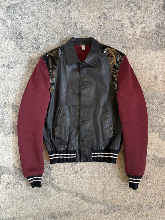 Miu Miu SS2000 leather & mesh varsity jacket