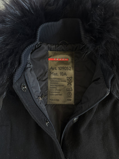 Prada FW2000 nylon jacket with fur collar