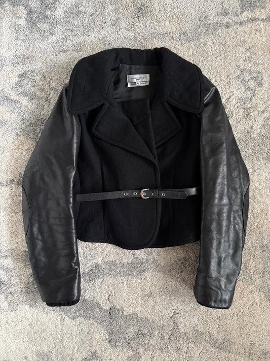 Balenciaga FW2002 mohair & wool with leather cuffs jacket