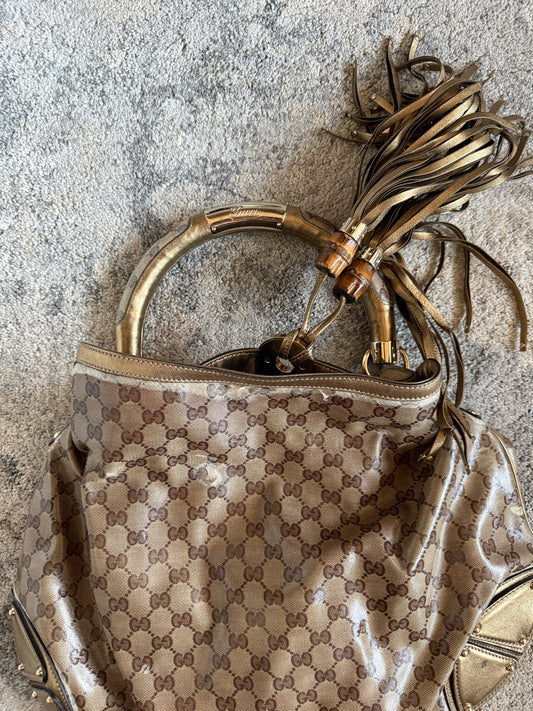 Gucci 2008 waxed monogram Indy bag