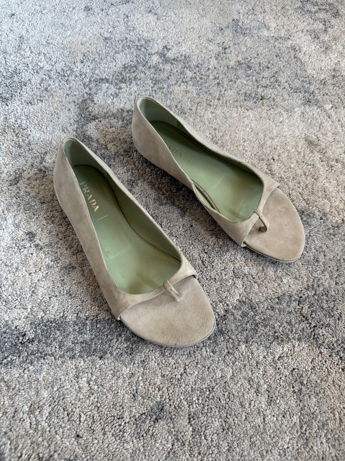 Prada SS2003 suede open ballet shoes