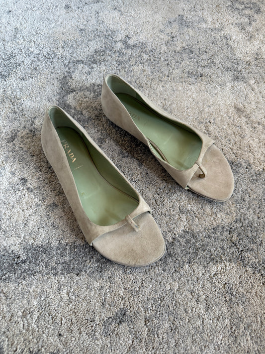 Prada SS2003 suede open ballet shoes