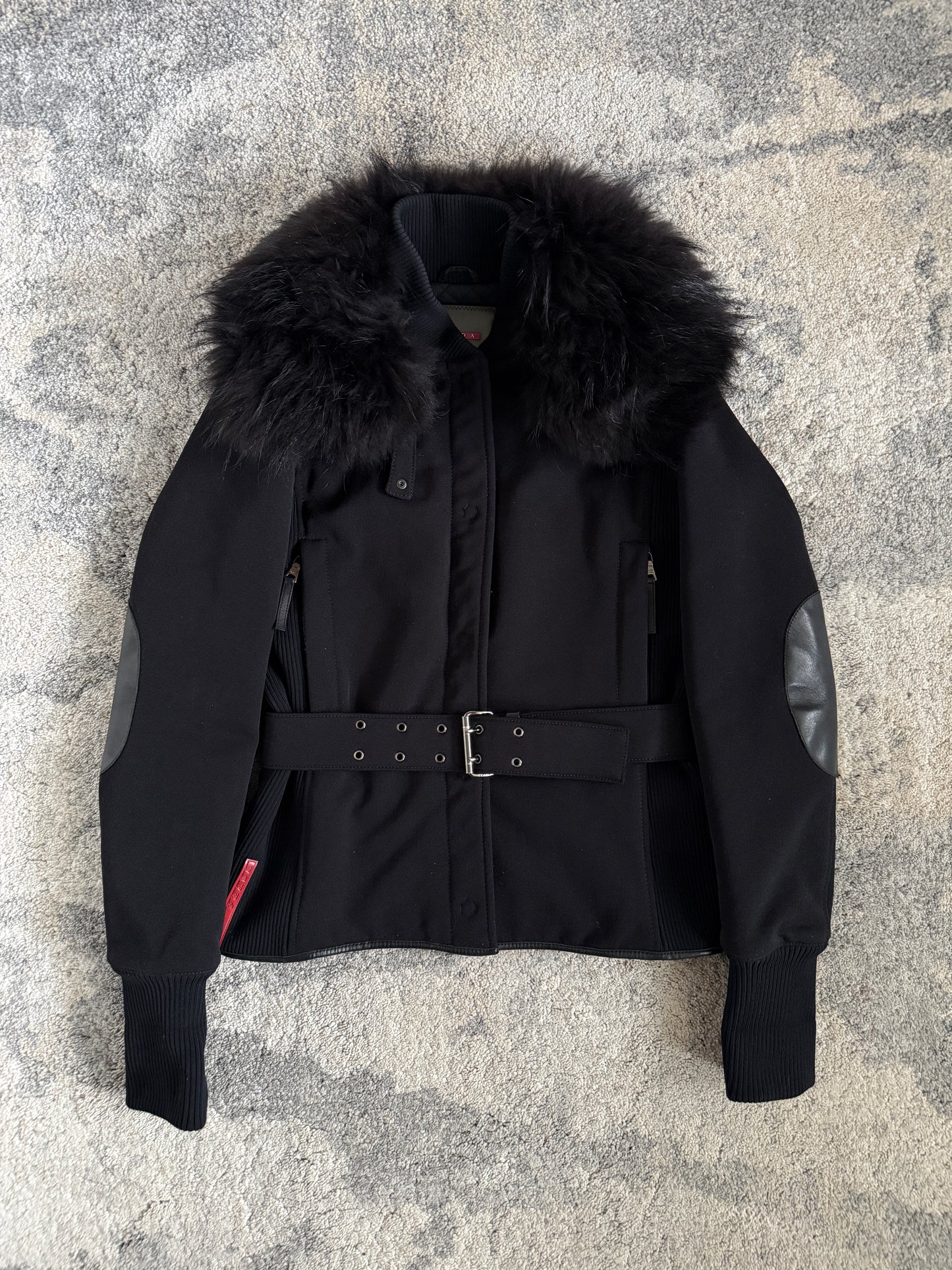 Prada FW2000 nylon with removable fur collar