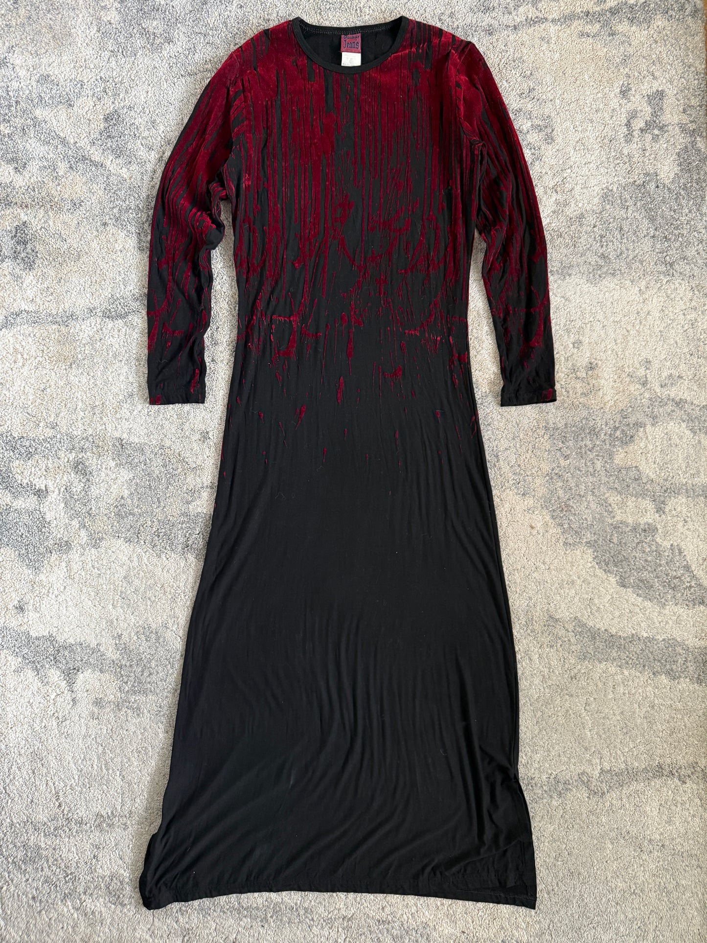 Jean Paul Gaultier FW1998 velvet blood drop dress