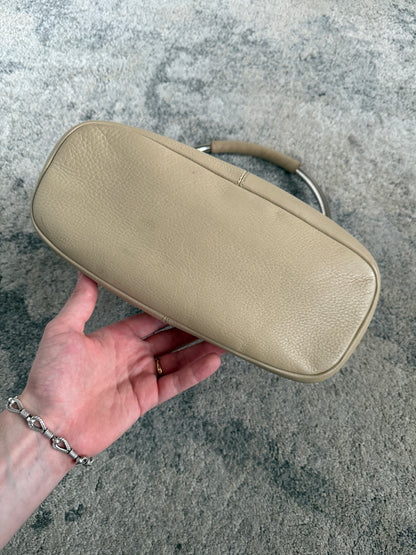 Prada SS2003 leather & pearls metal handle bag