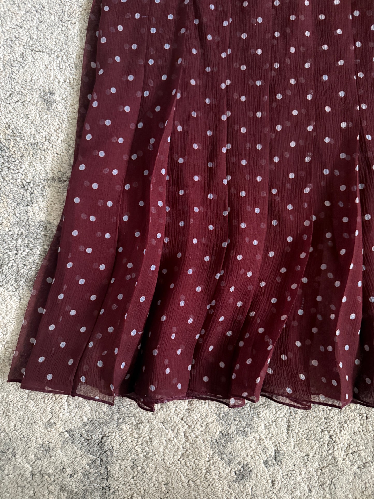 Prada SS2000 silk polka dot pleated skirt