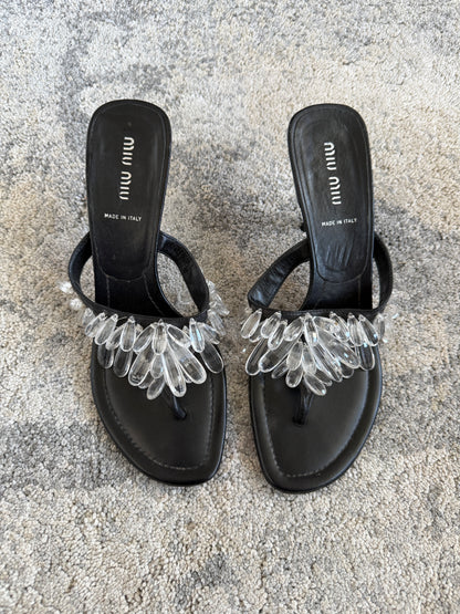 Miu Miu 2000’s crystals flip flop heels