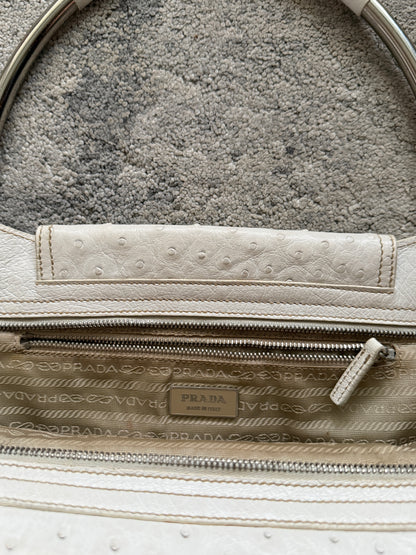 Prada SS2003 ostrich leather metal handle bag