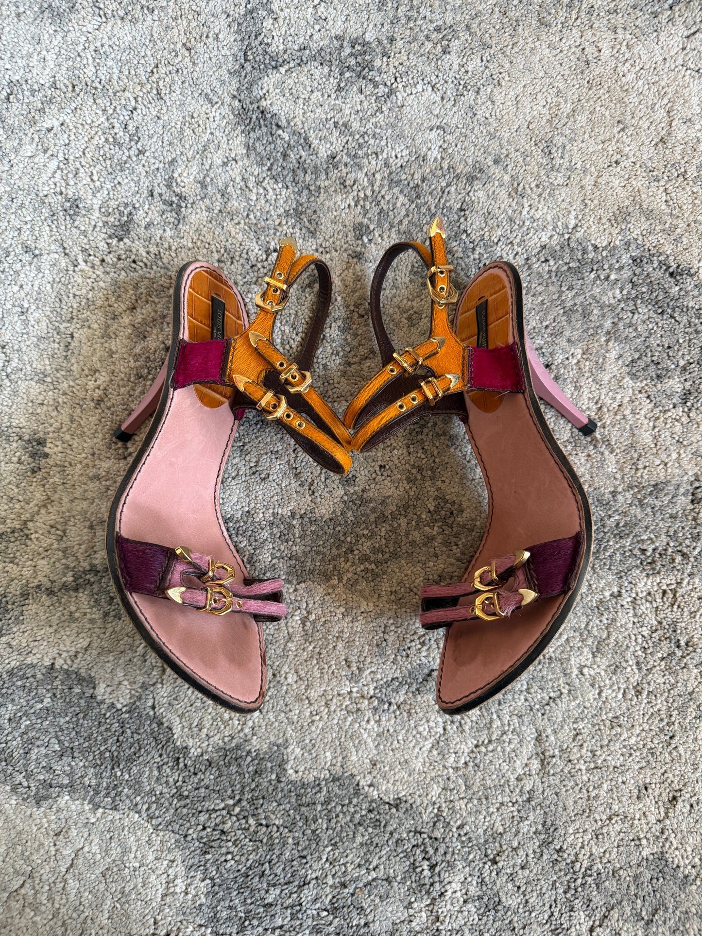 Louis Vuitton SS2006 buckle pony hair heels