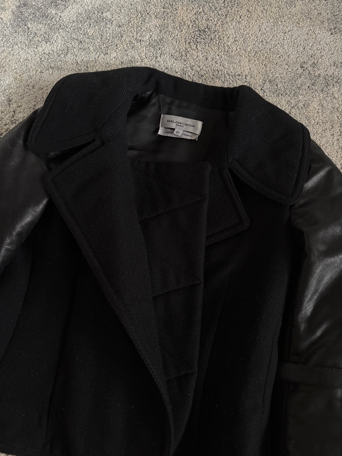 Balenciaga FW2002 mohair & wool with leather cuffs jacket