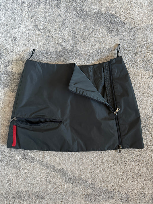 Prada 1999 padded nylon mini skirt