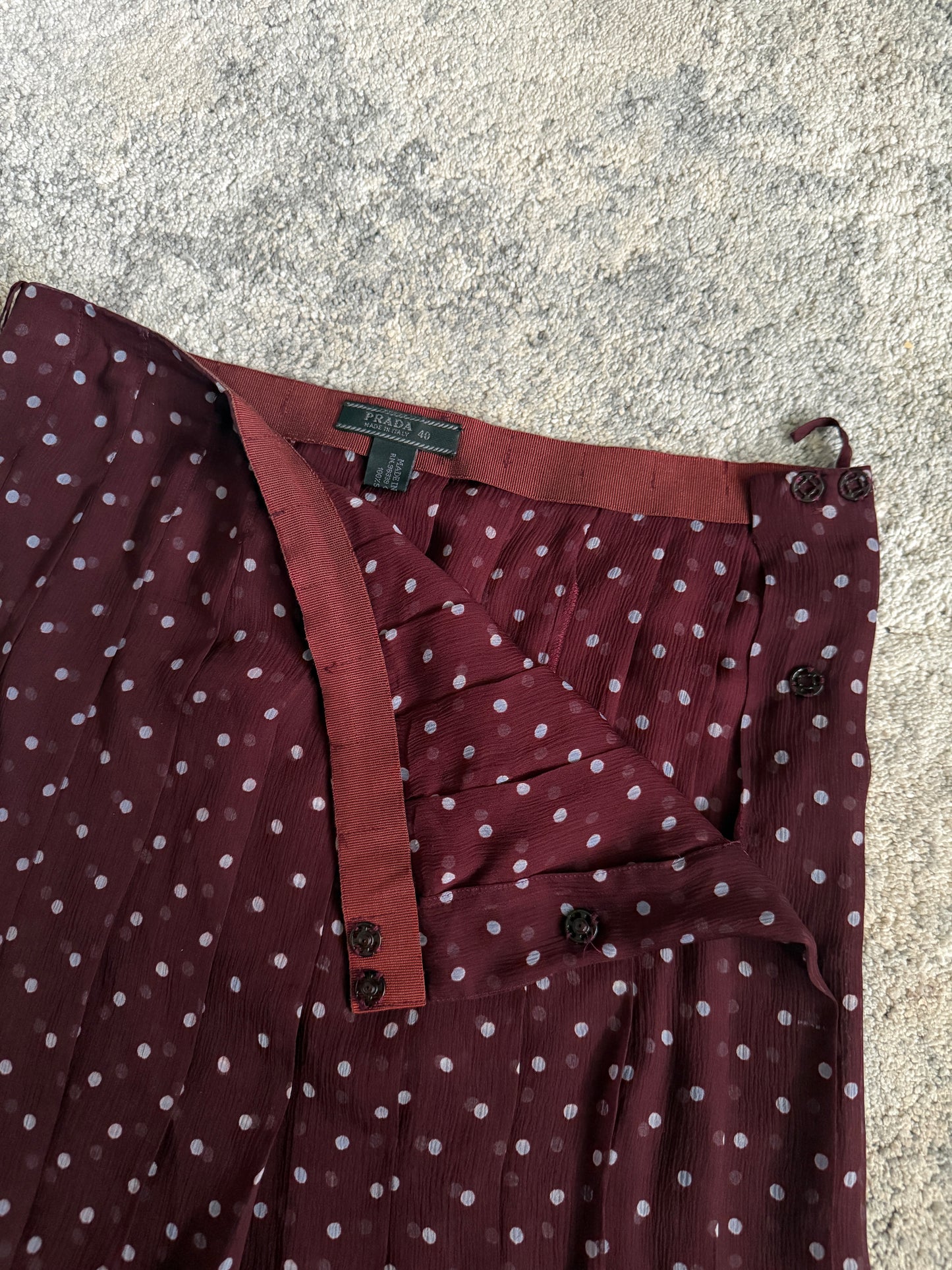 Prada SS2000 silk polka dot pleated skirt
