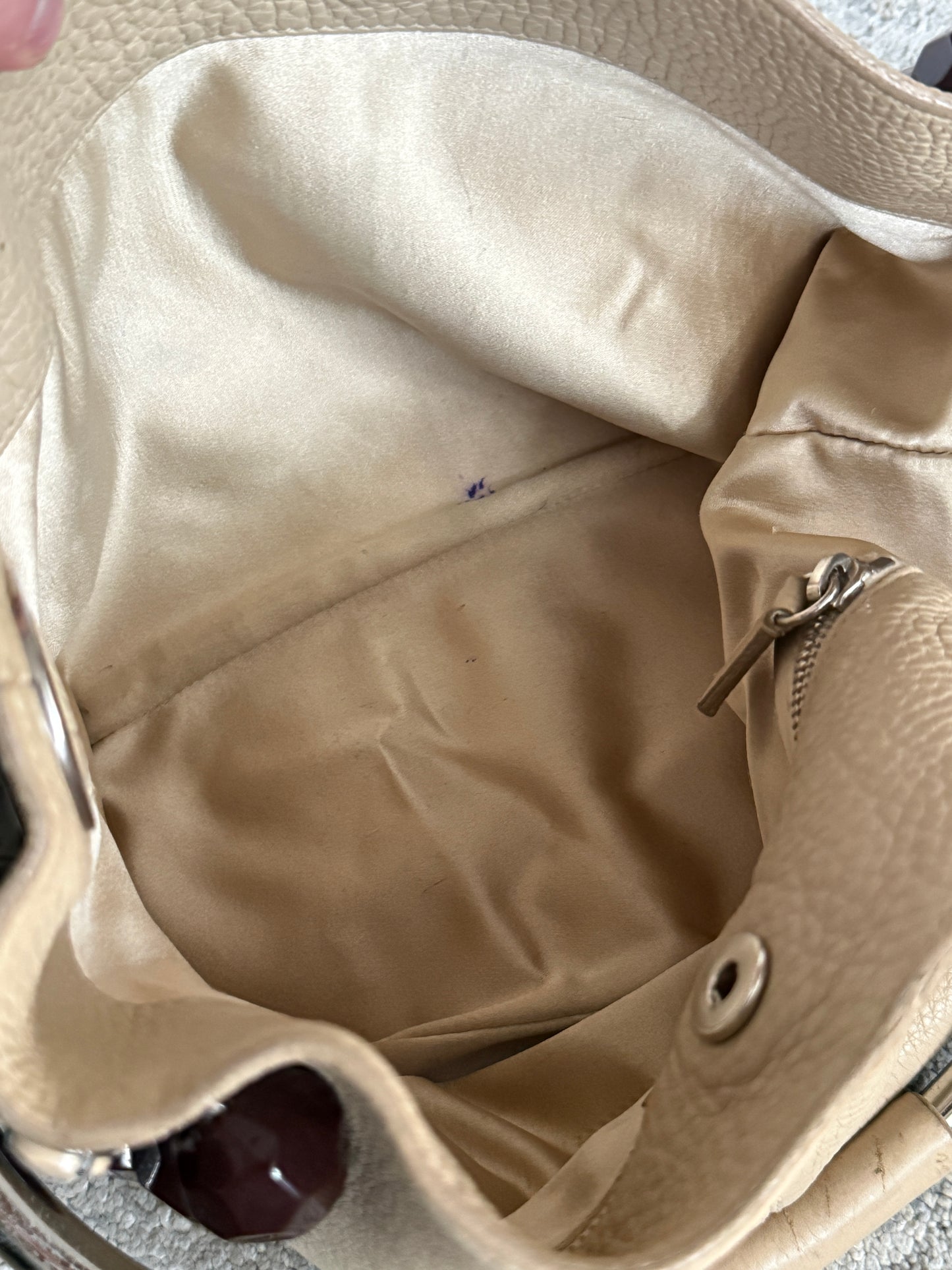 Prada SS2003 leather & pearls metal handle bag