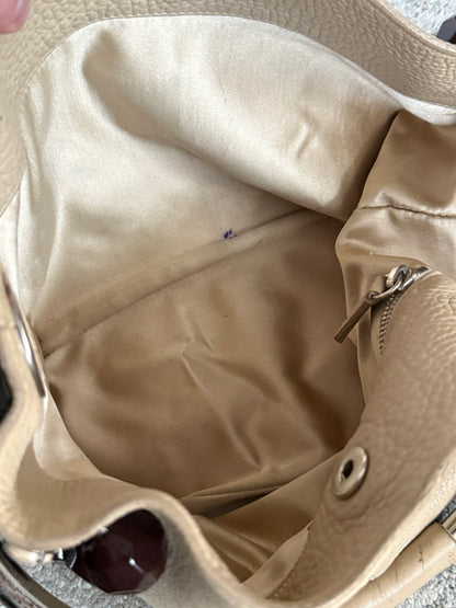 Prada SS2003 leather & pearls metal handle bag