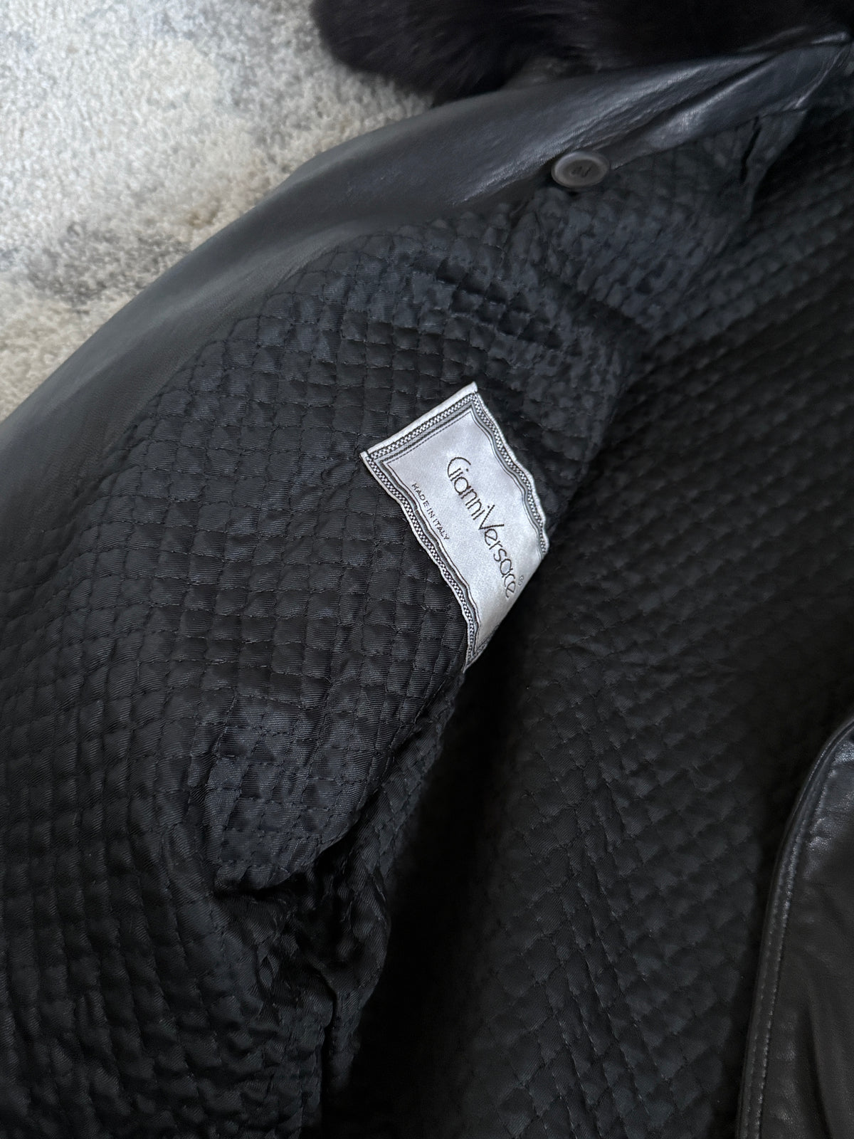 Gianni Versace 1990’s leather jacket with fur collar