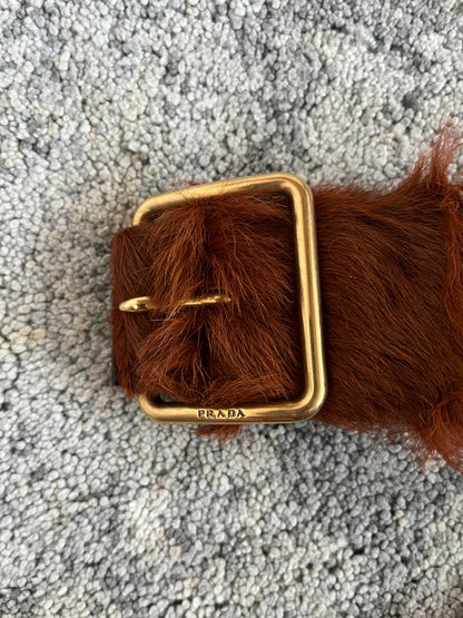 Prada FW2017 cognac fur belt