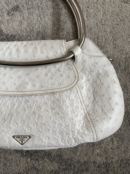 Prada SS2003 ostrich leather metal handle bag