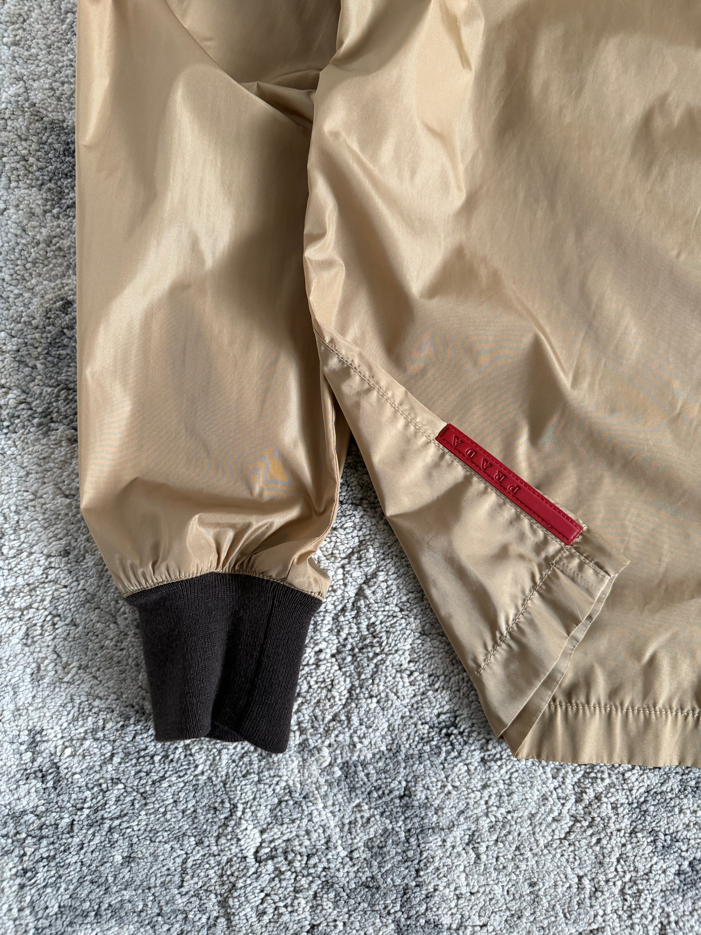 Prada 2000 nylon zip shirt with wool cuffs