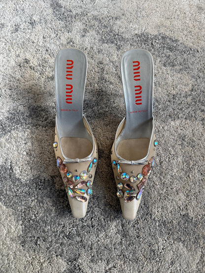 Miu Miu 2000’s mesh cristals mules