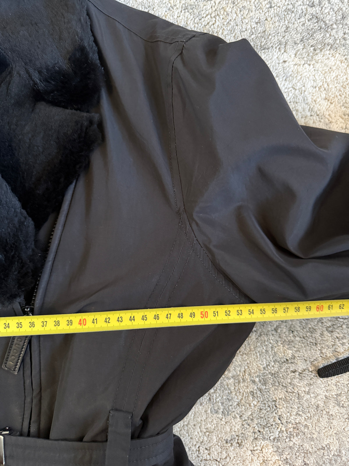 Gucci FW1993 nylon padded jacket with fur collar