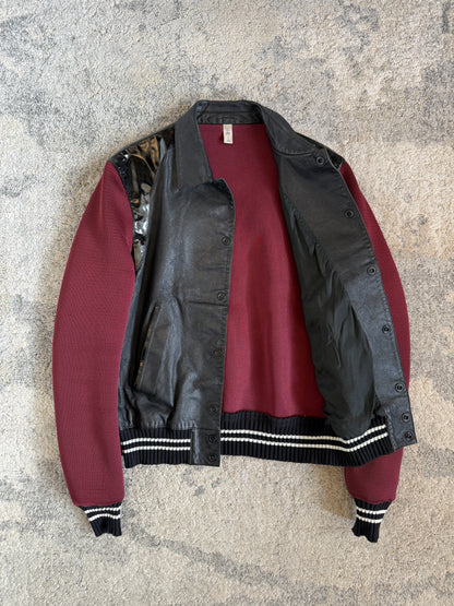 Miu Miu SS2000 leather & mesh varsity jacket