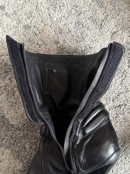 Miu Miu 1999 leather motorcycle heels boots