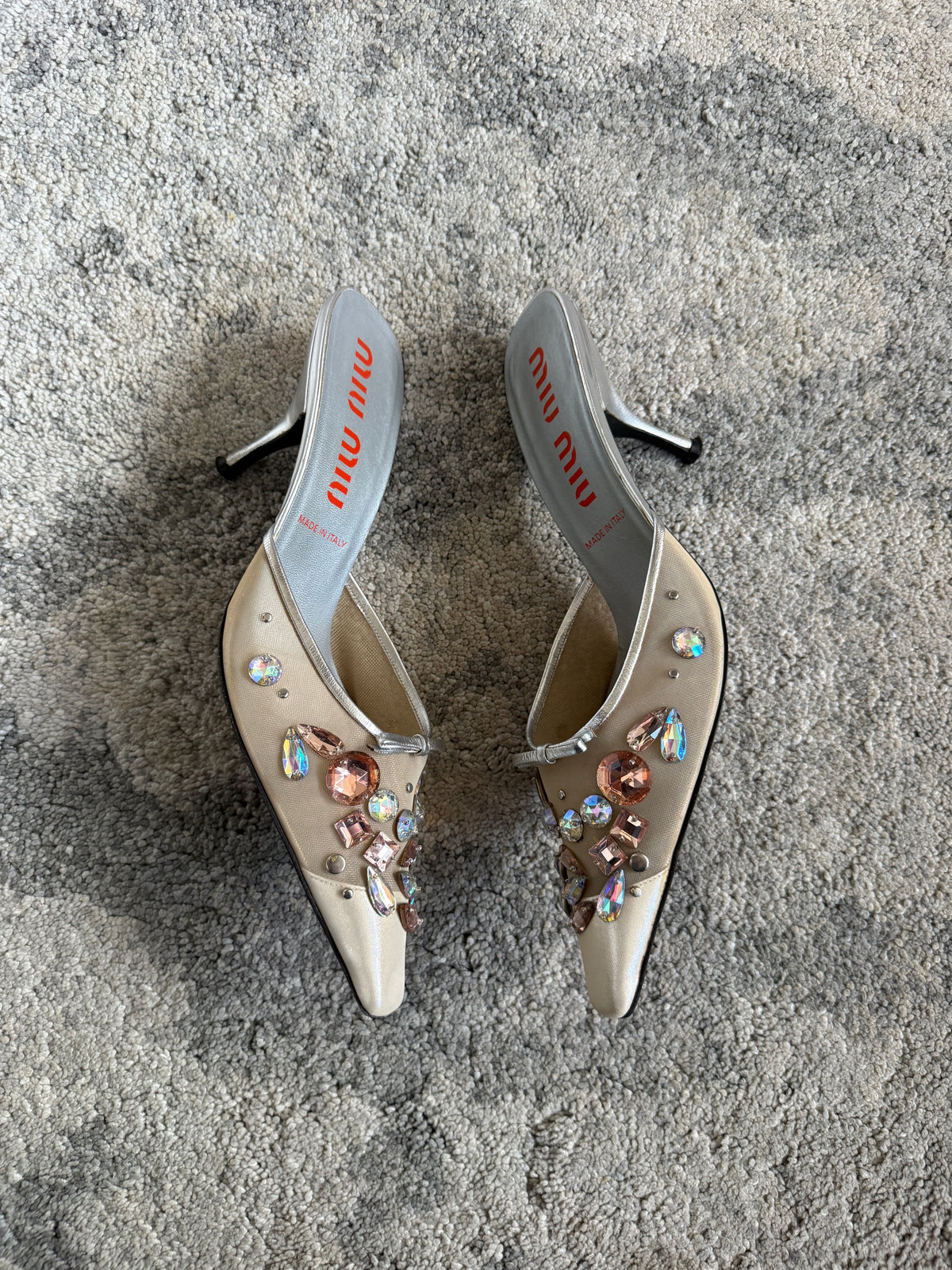 Miu Miu 2000’s mesh cristals mules