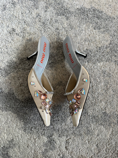 Miu Miu 2000’s mesh cristals mules
