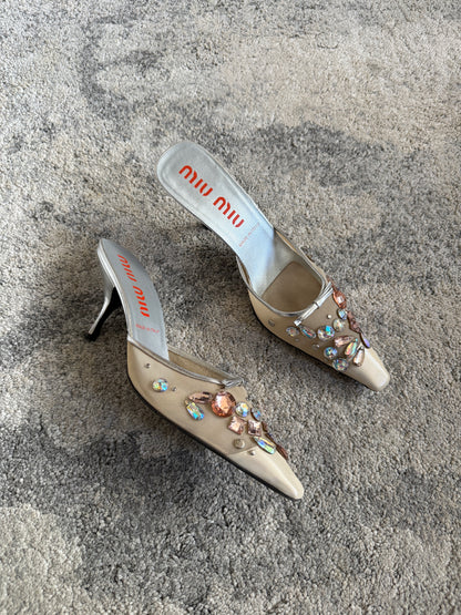 Miu Miu 2000’s mesh cristals mules