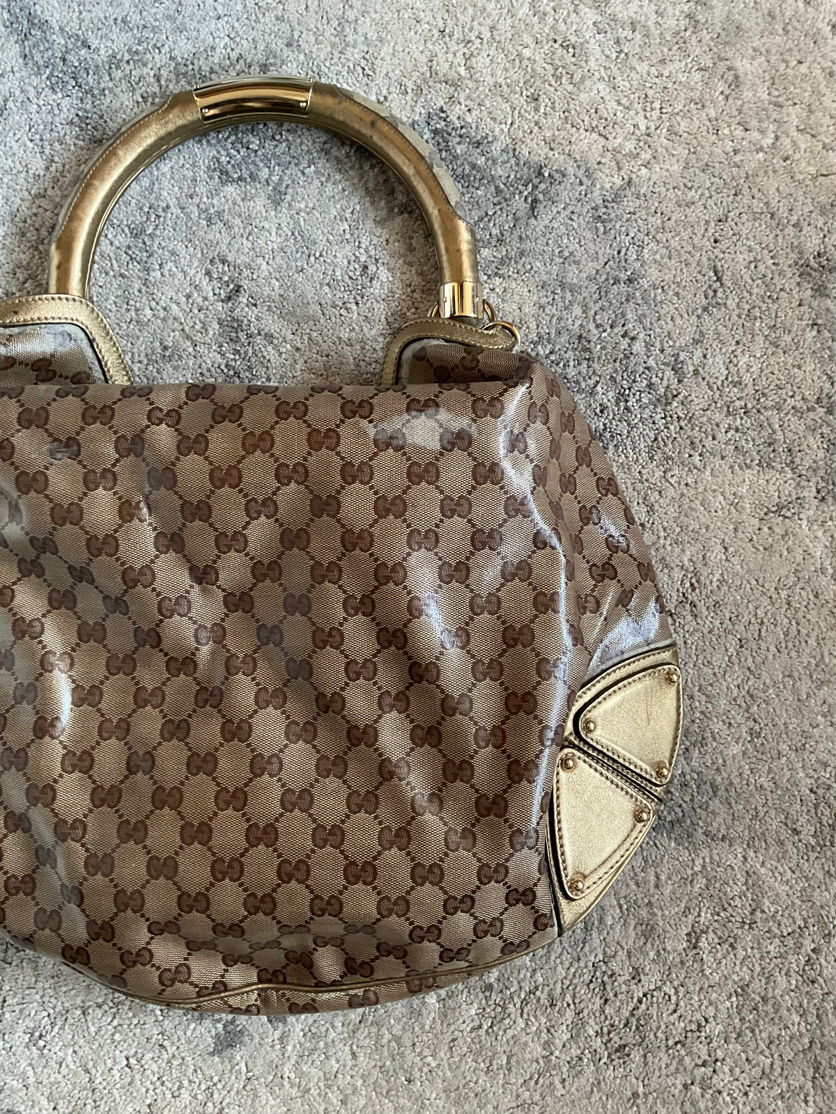 Gucci 2008 waxed monogram Indy bag