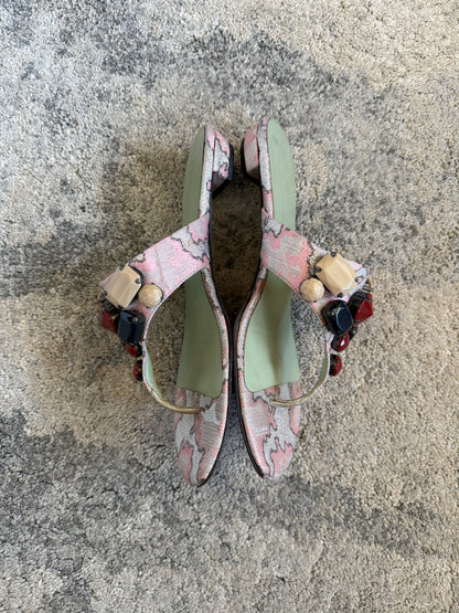 Prada SS2003 lurex jacquards flip flop