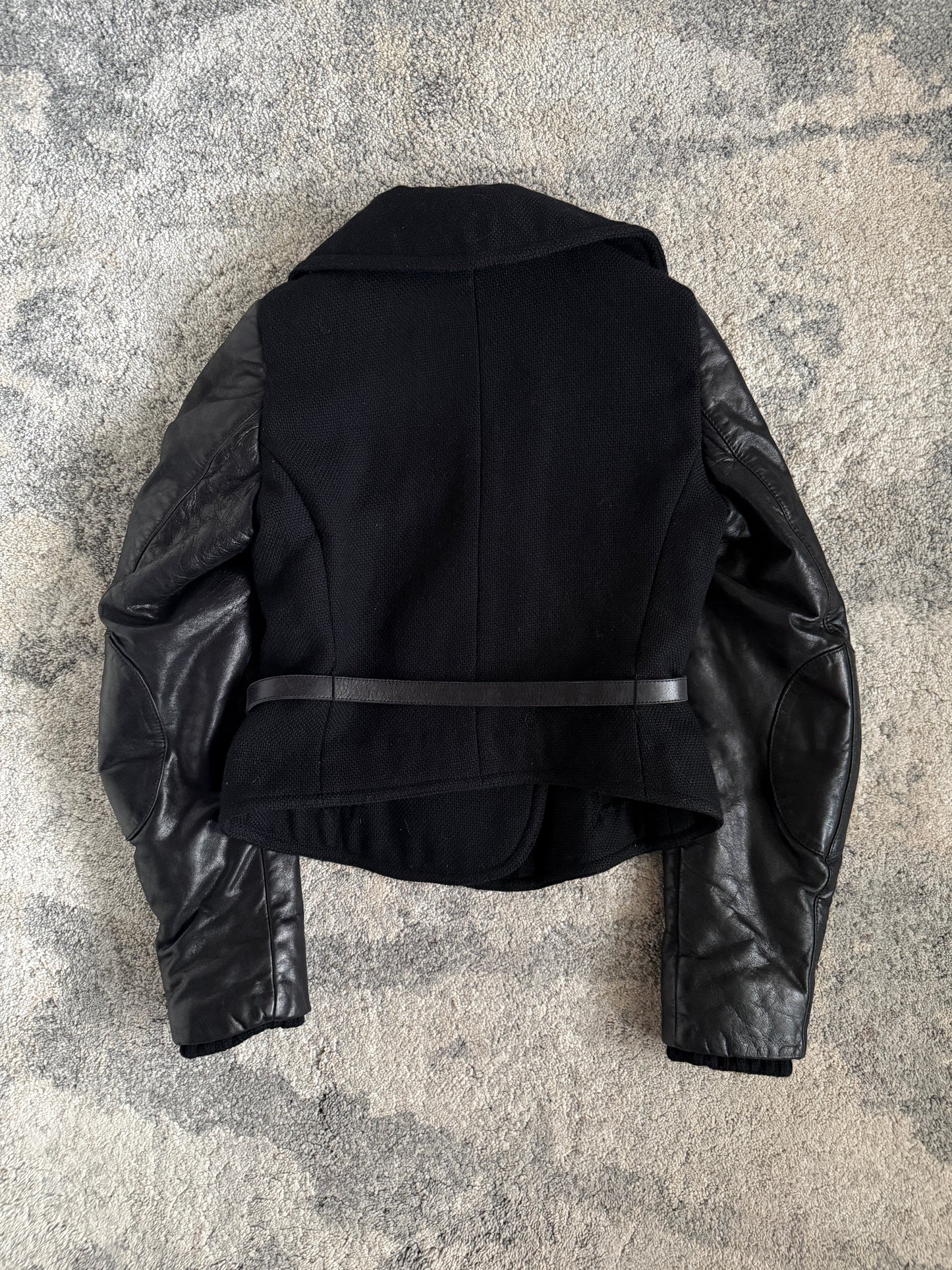 Balenciaga FW2002 mohair & wool with leather cuffs jacket