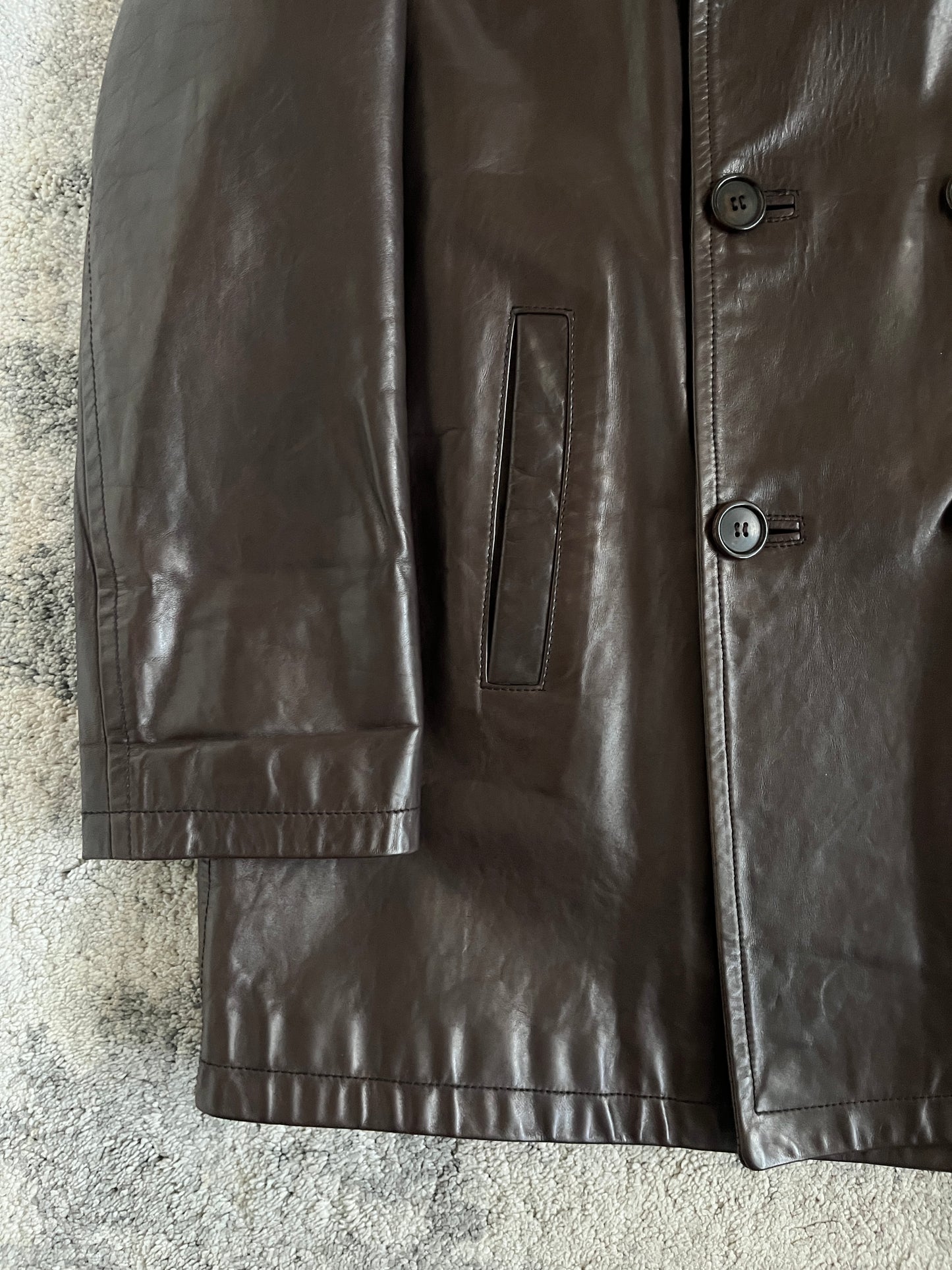 Prada FW1998 double breasted leather jacket