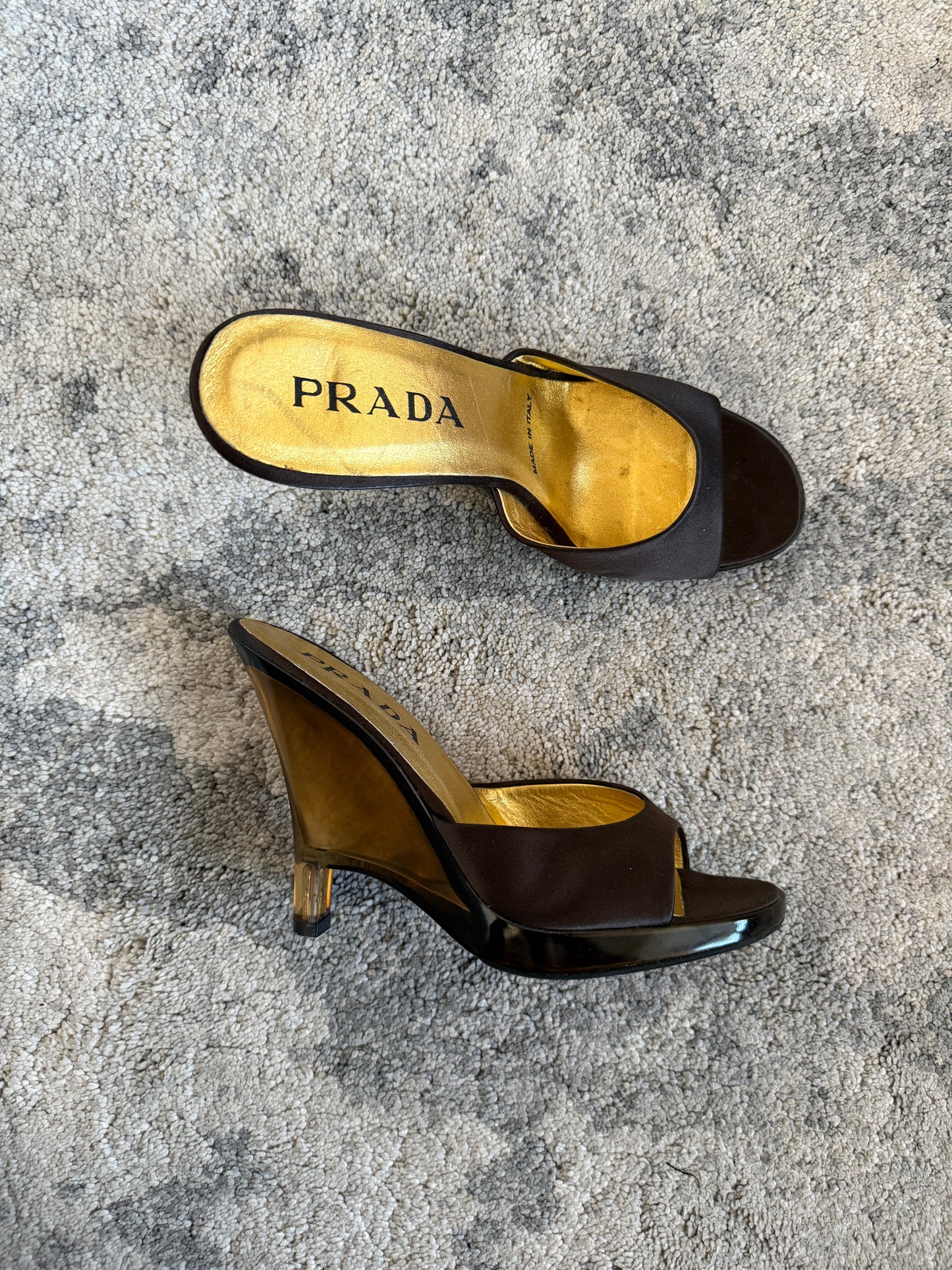 Prada SS1998 glass heels mules
