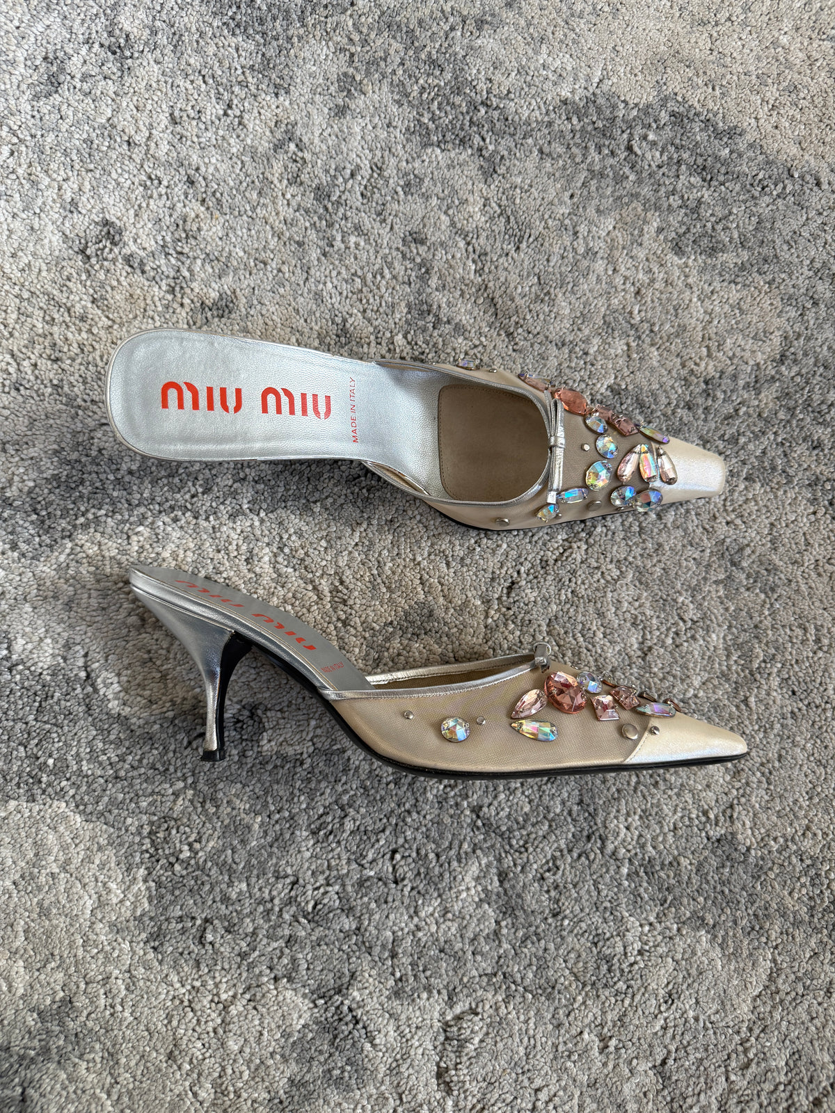 Miu Miu 2000’s mesh cristals mules