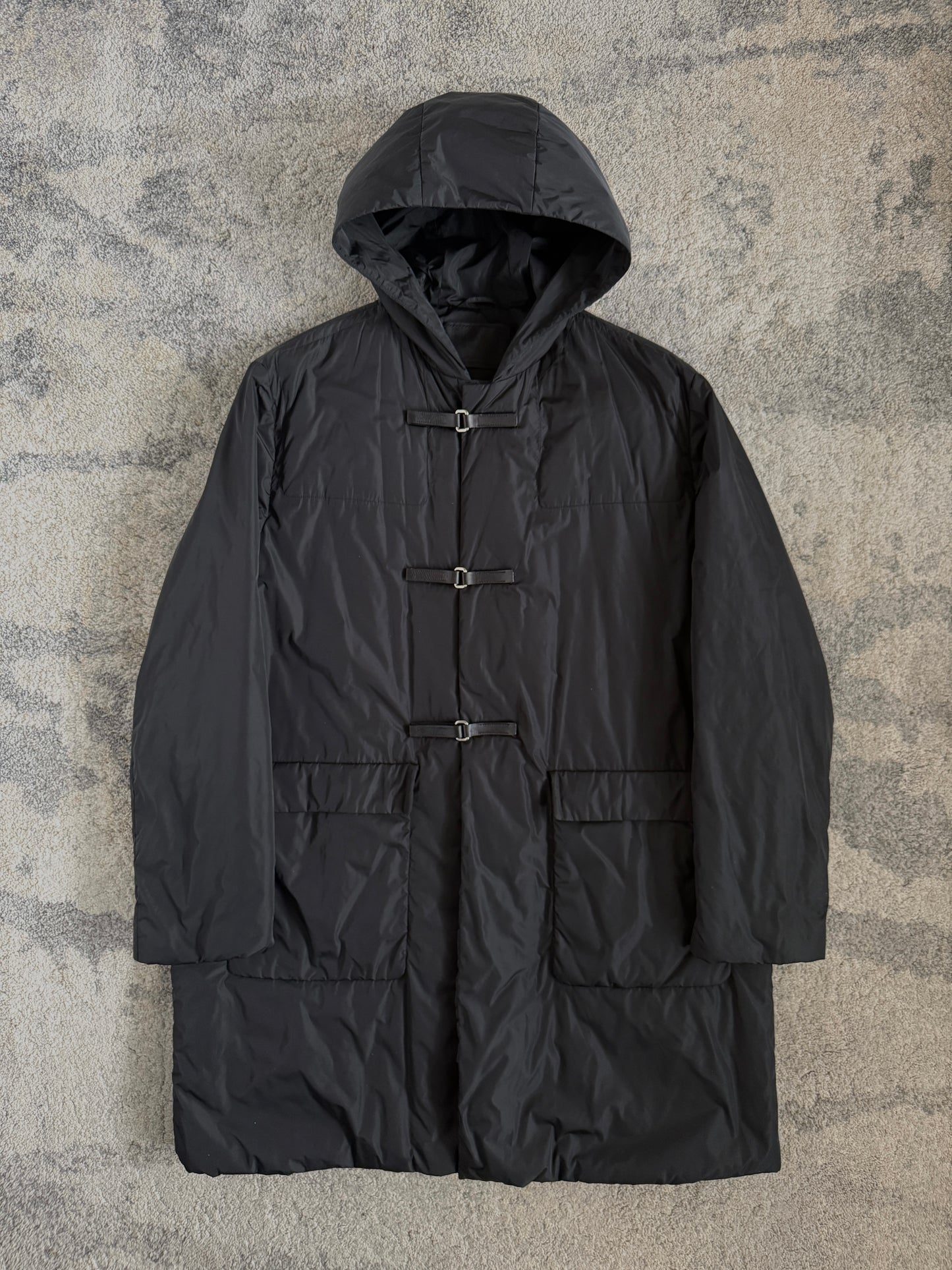 Prada FW1999 leather strap padded coat