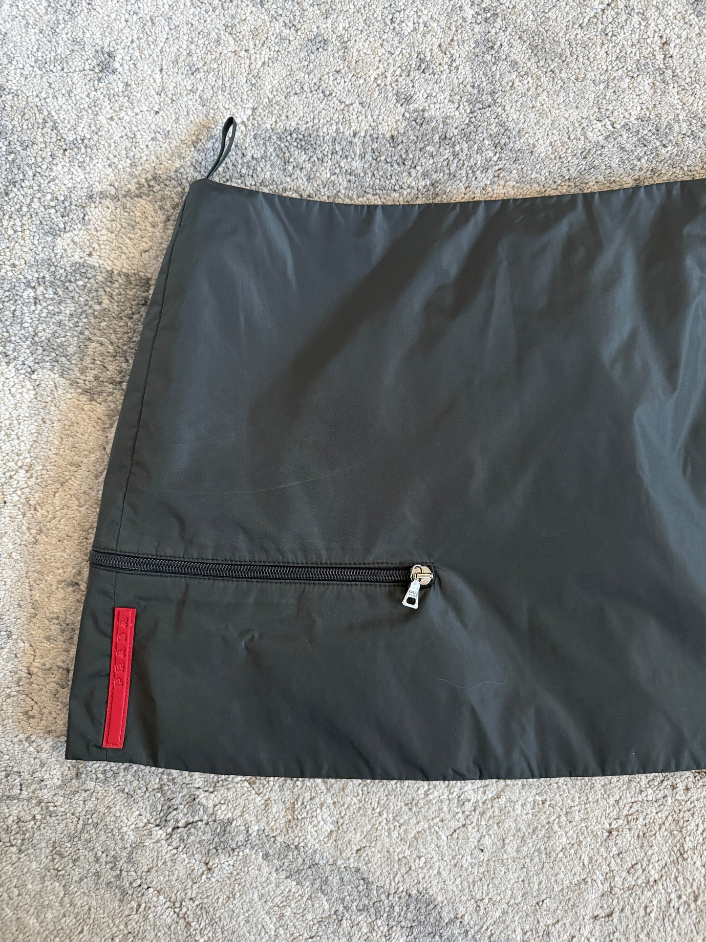Prada 1999 padded nylon mini skirt